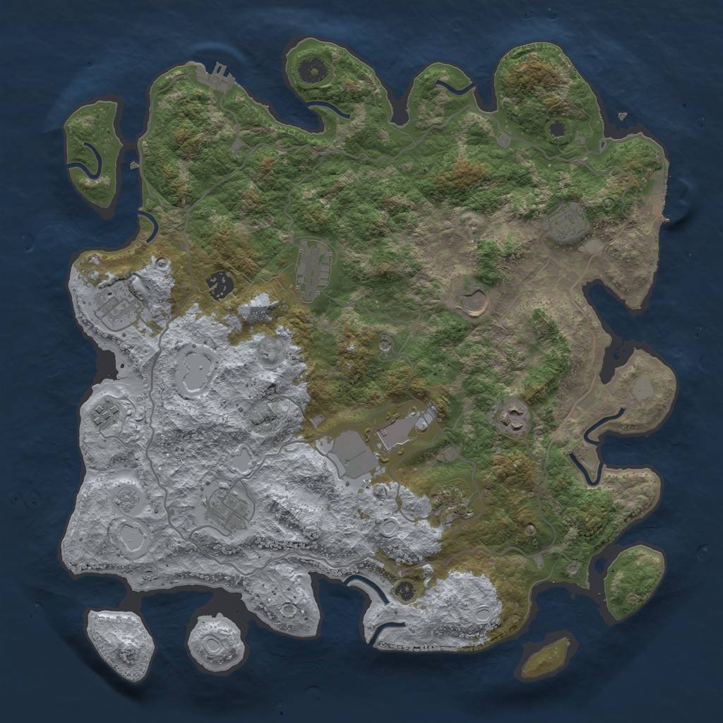 Rust Map: Procedural Map, Size: 4000, Seed: 409306380, 19 Monuments