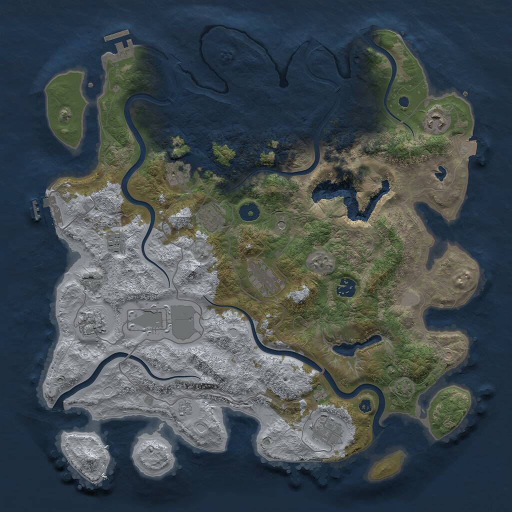 Rust Map: Procedural Map, Size: 4000, Seed: 409306380, 15 Monuments