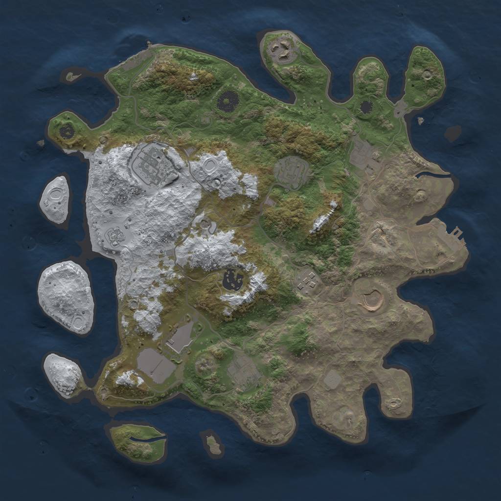 Rust Map: Procedural Map, Size: 3500, Seed: 5462324, 18 Monuments