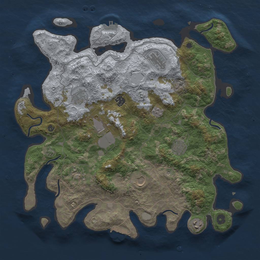 Rust Map: Procedural Map, Size: 4000, Seed: 667662, 18 Monuments