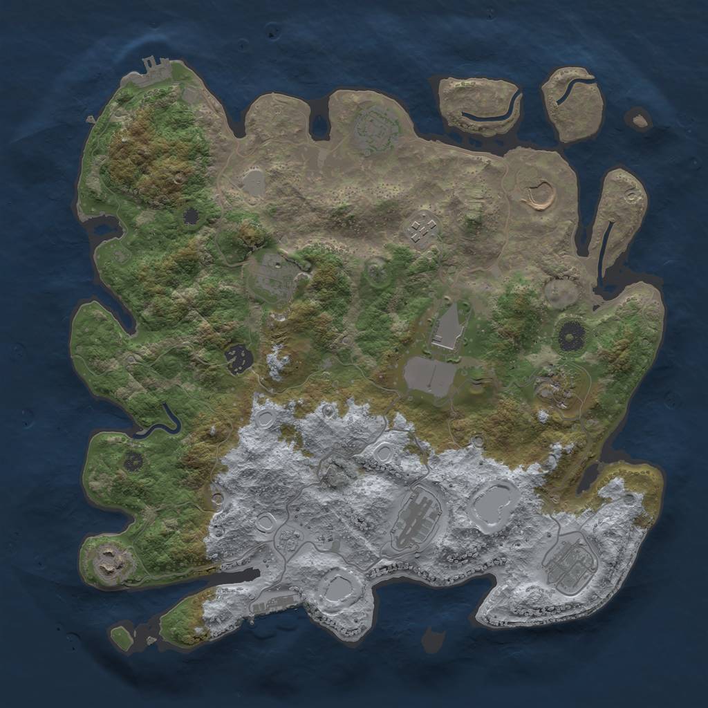 Rust Map: Procedural Map, Size: 3700, Seed: 431515924, 19 Monuments