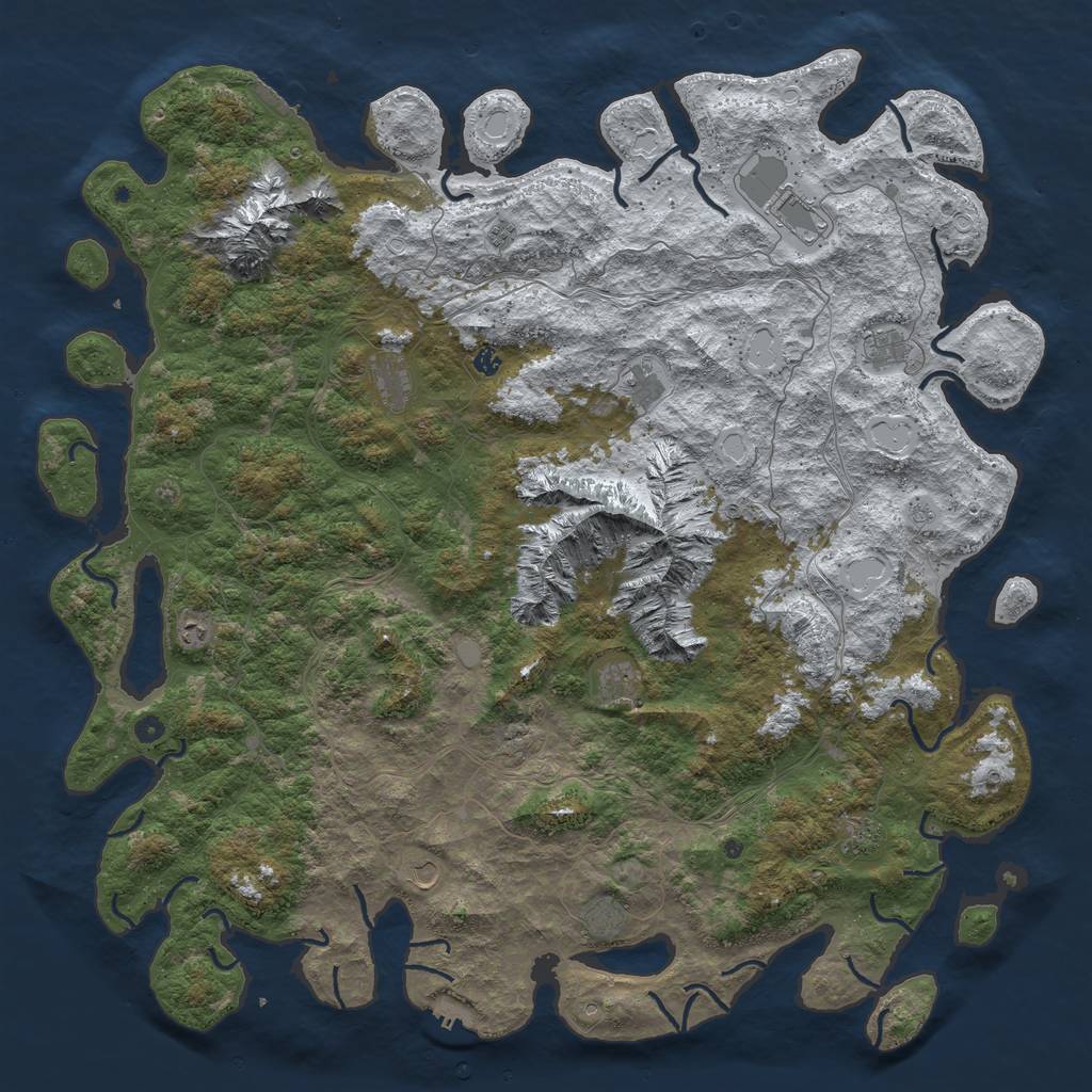 Rust Map: Procedural Map, Size: 6000, Seed: 103102629, 20 Monuments