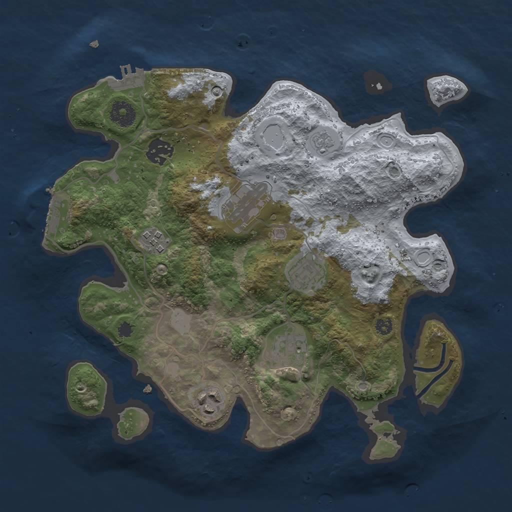 Rust Map: Procedural Map, Size: 3000, Seed: 694207, 14 Monuments