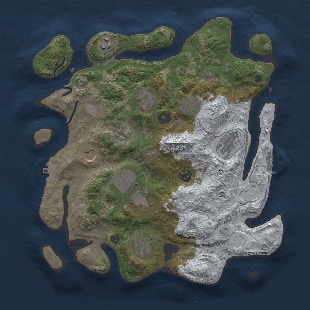 Rust Map: Procedural Map, Size: 3550, Seed: 744214, 17 Monuments