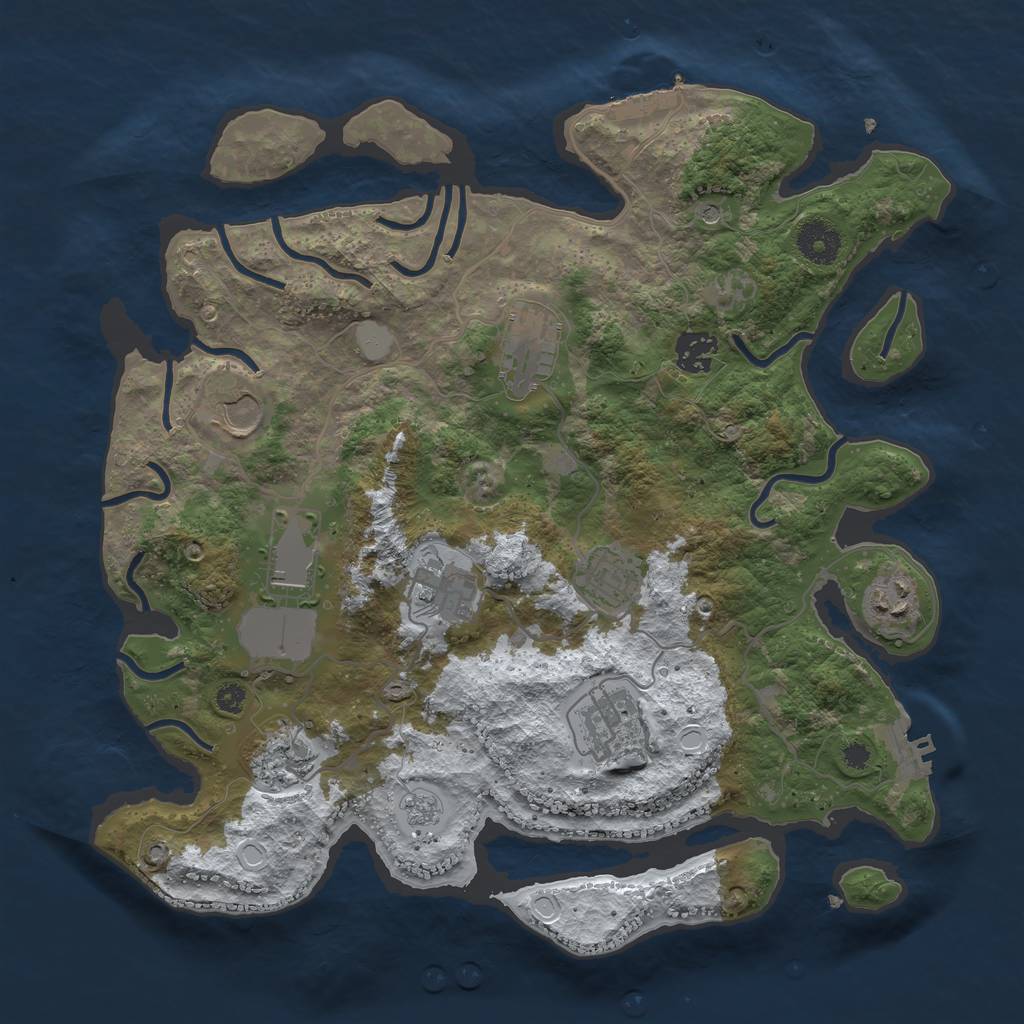 Rust Map: Procedural Map, Size: 3550, Seed: 830861, 18 Monuments