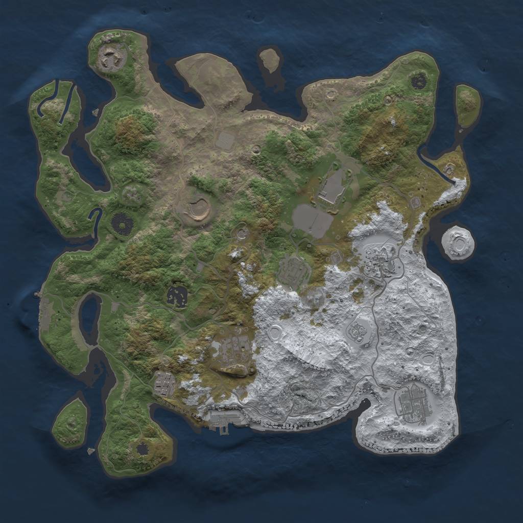 Rust Map: Procedural Map, Size: 3550, Seed: 353592, 18 Monuments