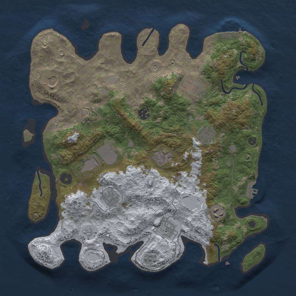 Rust Map: Procedural Map, Size: 3750, Seed: 205463936, 20 Monuments