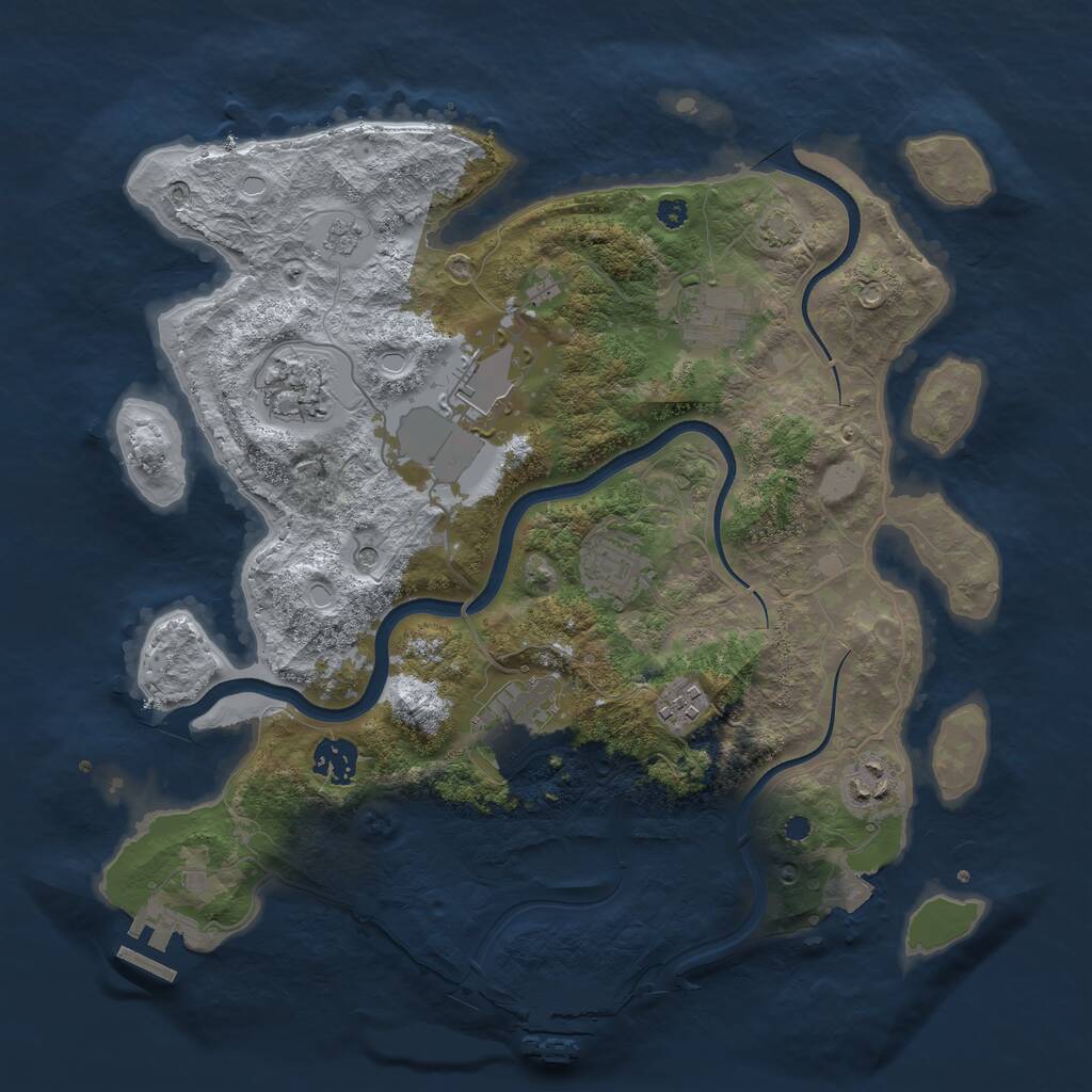 Rust Map: Procedural Map, Size: 3550, Seed: 253377, 14 Monuments
