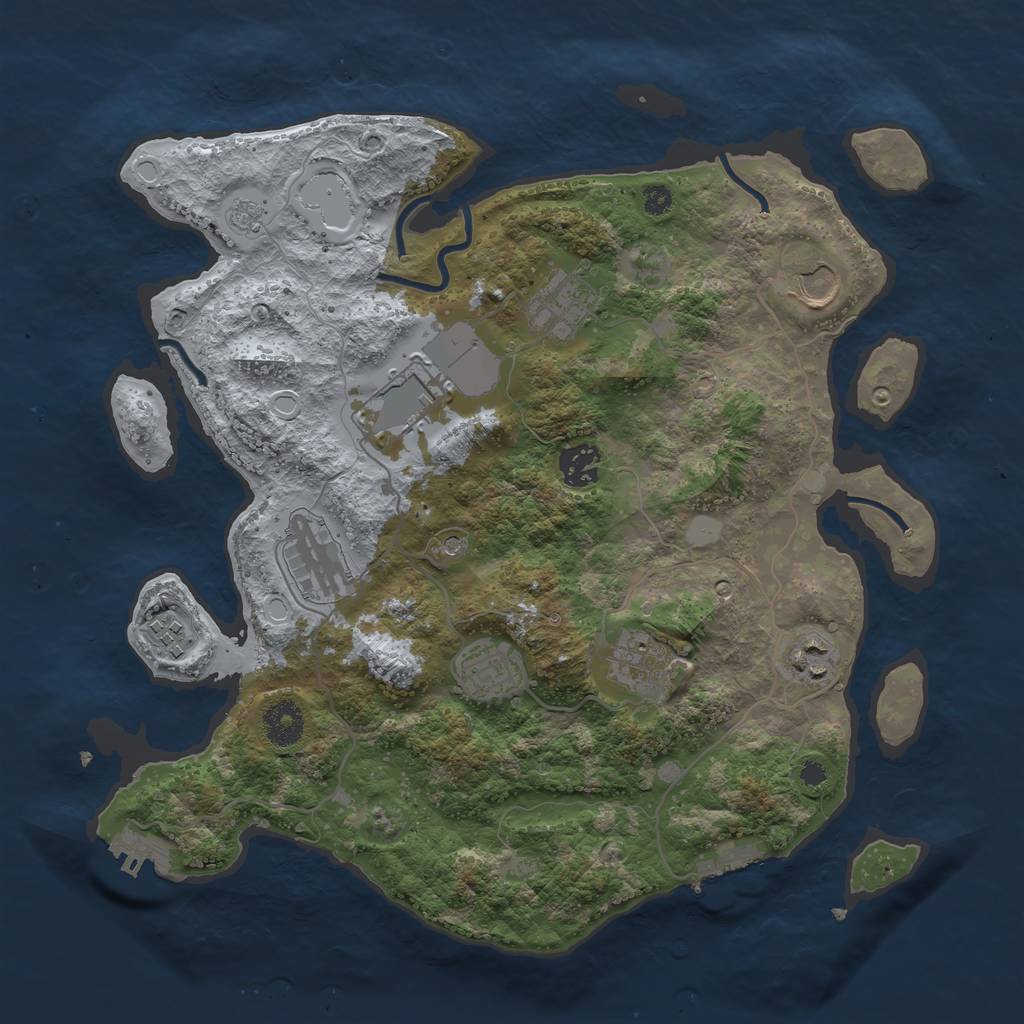 Rust Map: Procedural Map, Size: 3550, Seed: 253377, 18 Monuments