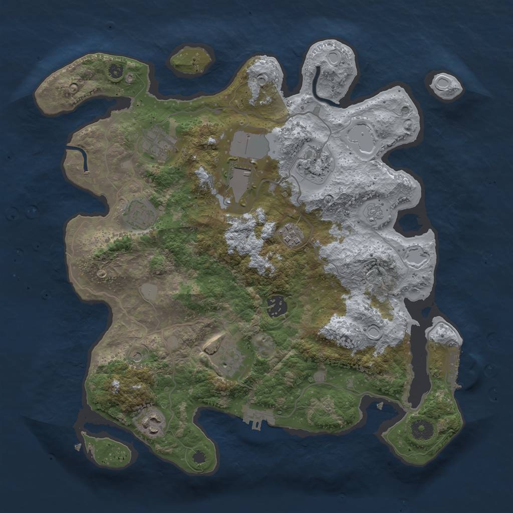 Rust Map: Procedural Map, Size: 3550, Seed: 599927, 17 Monuments