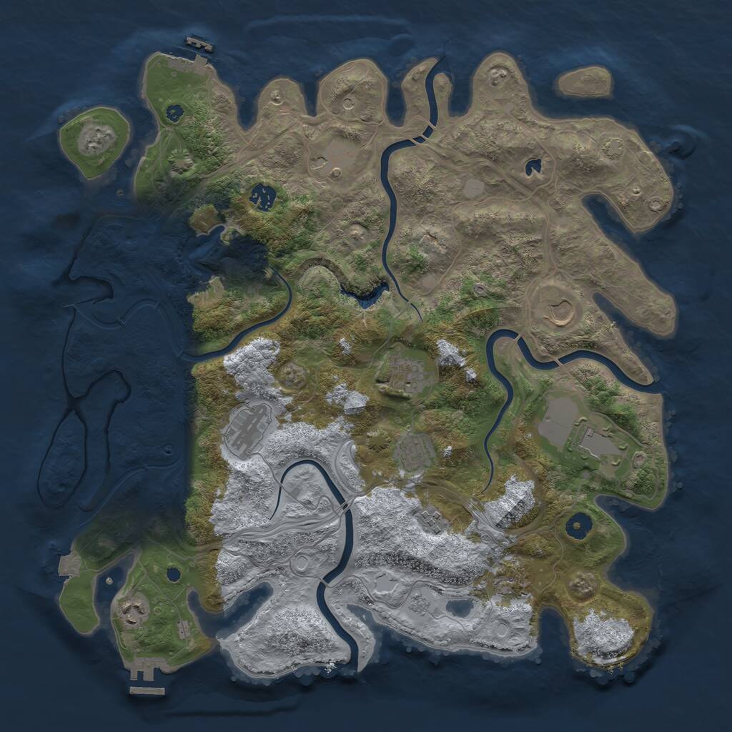 Rust Map: Procedural Map, Size: 4250, Seed: 605189, 16 Monuments