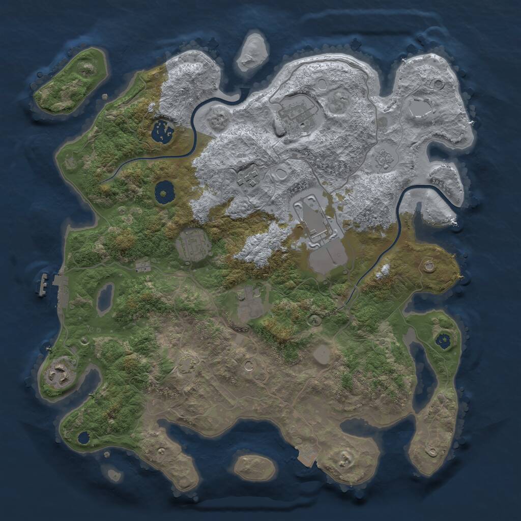 Rust Map: Procedural Map, Size: 3550, Seed: 812427, 12 Monuments