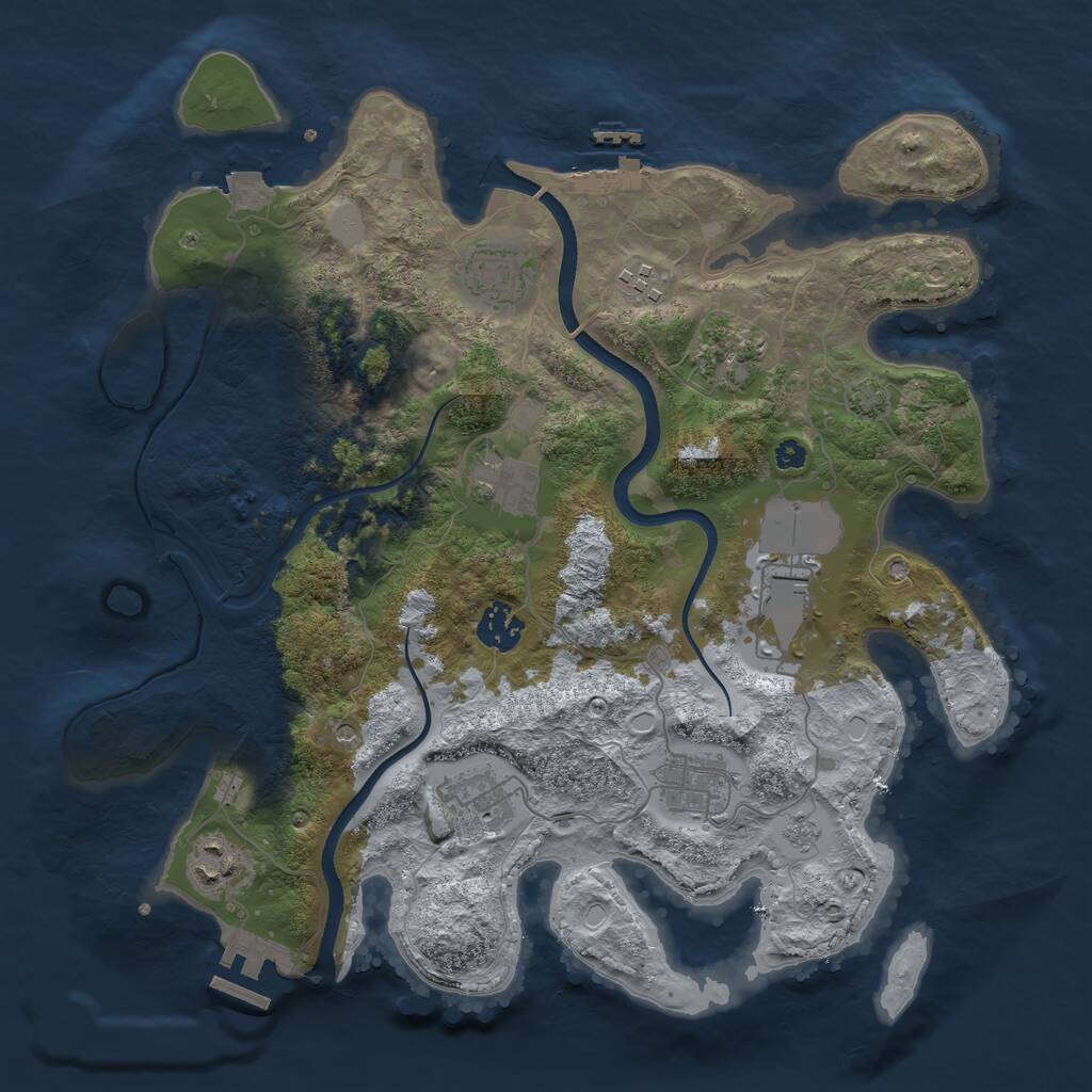 Rust Map: Procedural Map, Size: 3550, Seed: 914439, 15 Monuments
