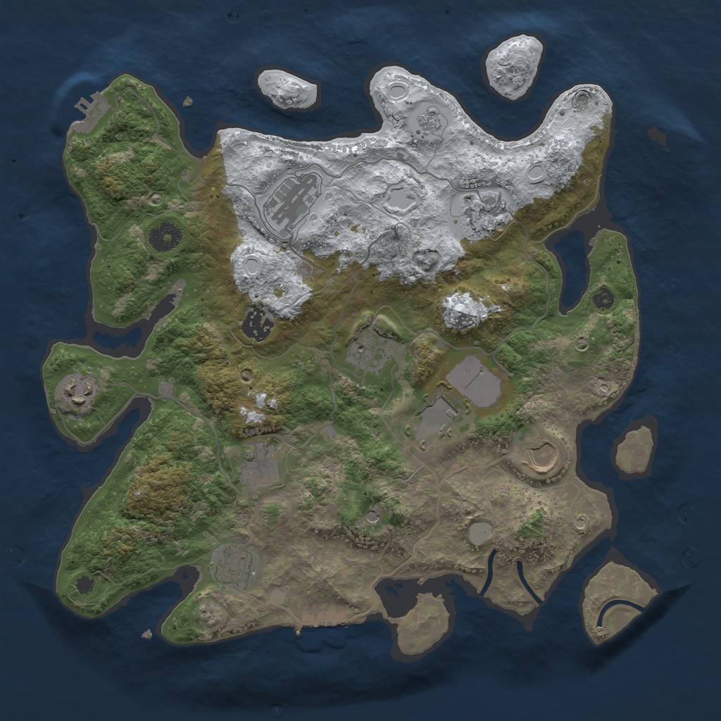 Rust Map: Procedural Map, Size: 3550, Seed: 570452, 18 Monuments