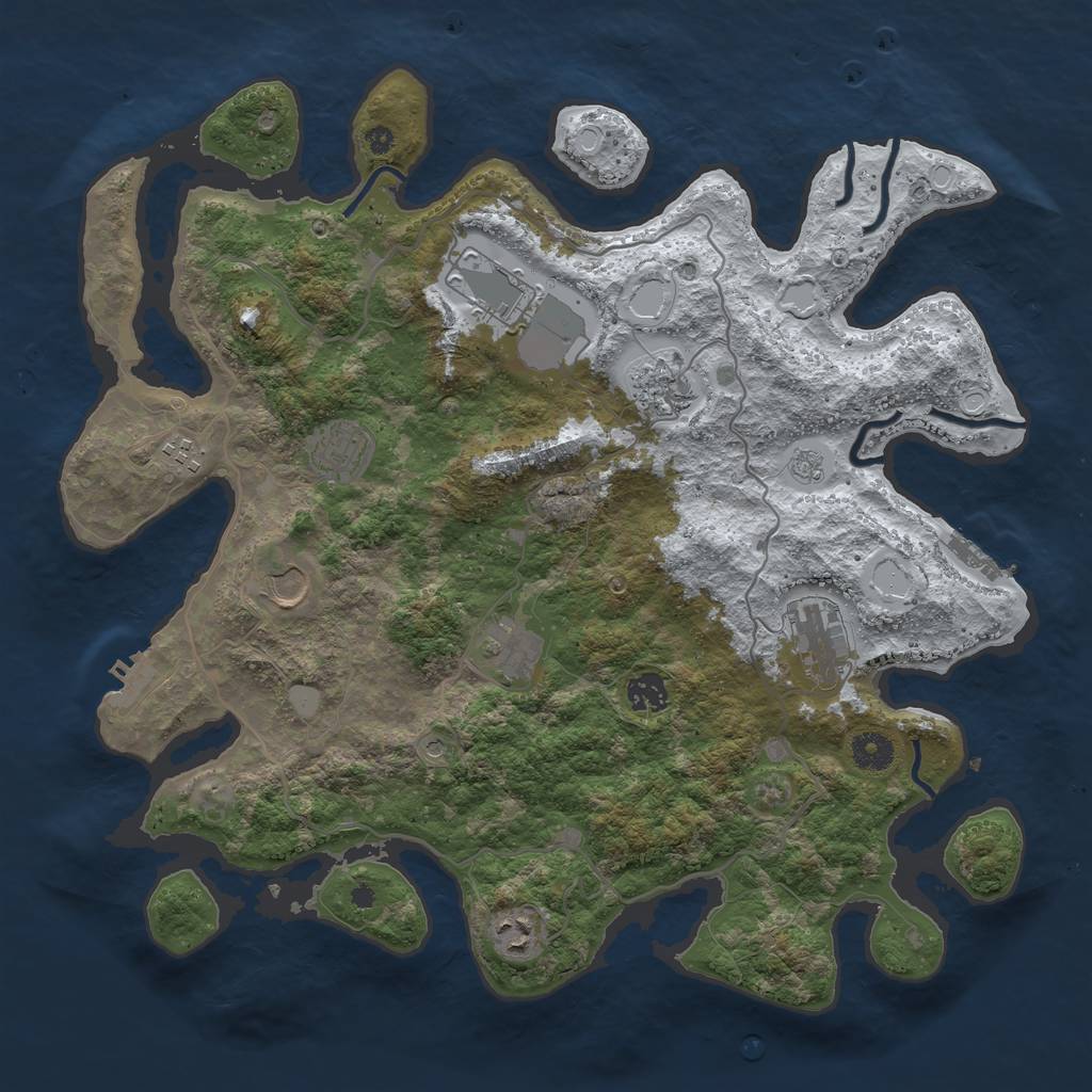 Rust Map: Procedural Map, Size: 4000, Seed: 1455601688, 18 Monuments