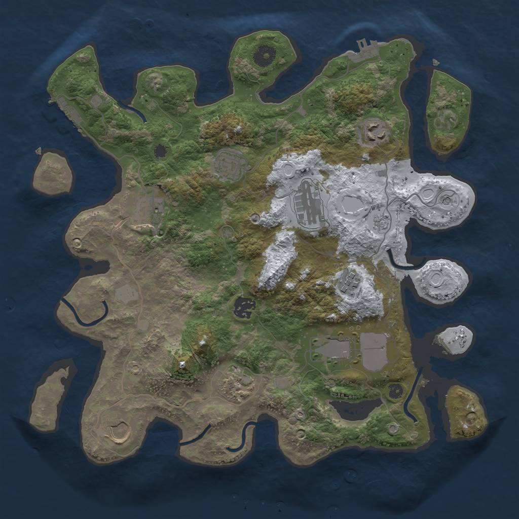 Rust Map: Procedural Map, Size: 3550, Seed: 731915, 18 Monuments