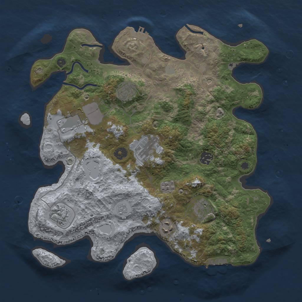 Rust Map: Procedural Map, Size: 3550, Seed: 571858, 17 Monuments