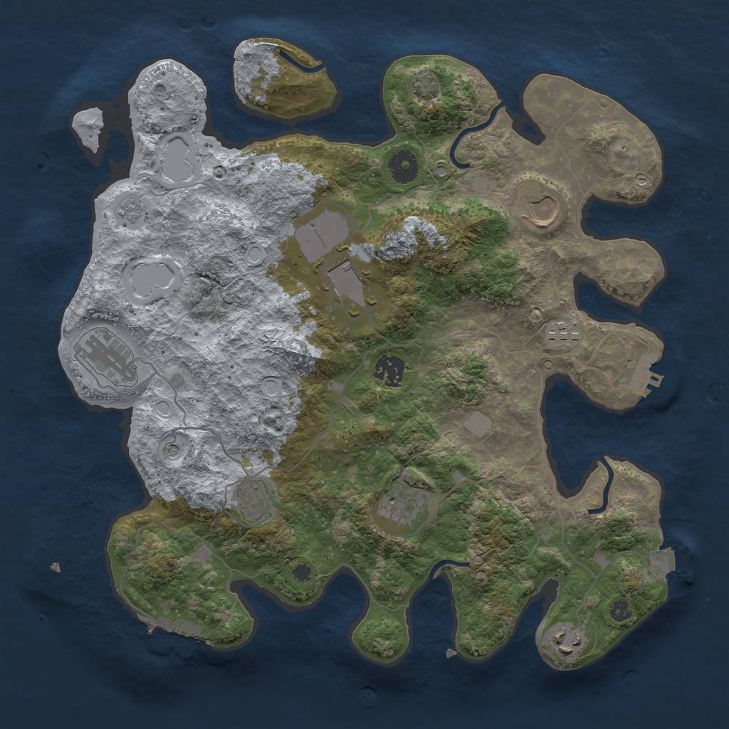 Rust Map: Procedural Map, Size: 3550, Seed: 541444, 16 Monuments