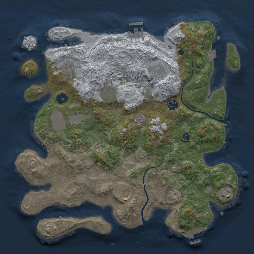 Rust Map: Procedural Map, Size: 3550, Seed: 905338, 14 Monuments