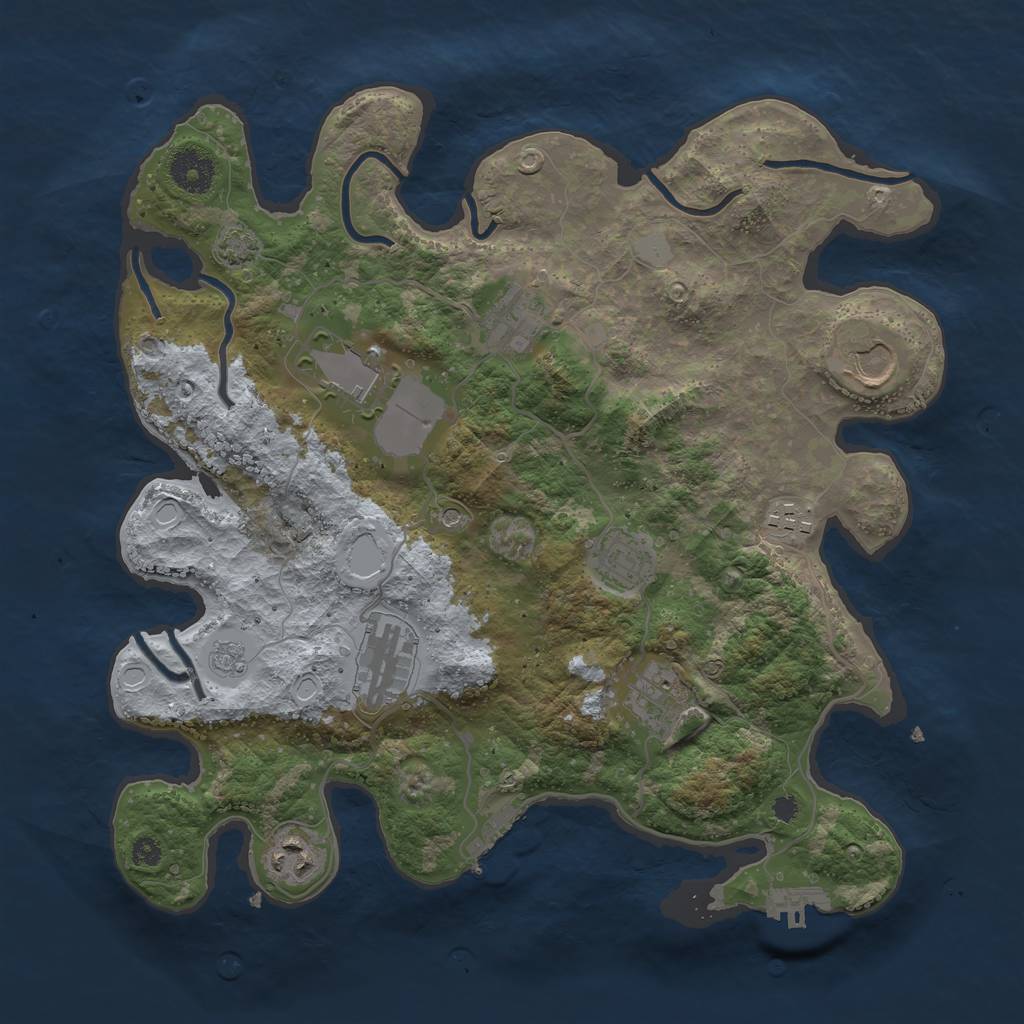 Rust Map: Procedural Map, Size: 3500, Seed: 644964595, 16 Monuments