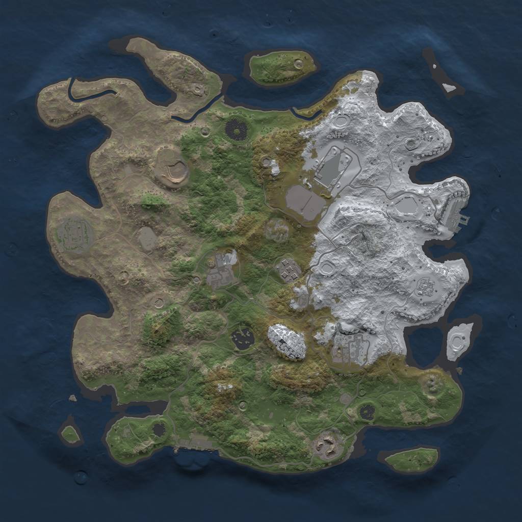 Rust Map: Procedural Map, Size: 3550, Seed: 623176, 17 Monuments