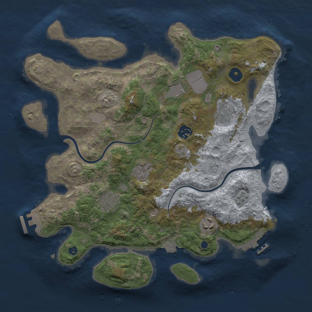 Rust Map: Procedural Map, Size: 3500, Seed: 1441819191, 13 Monuments