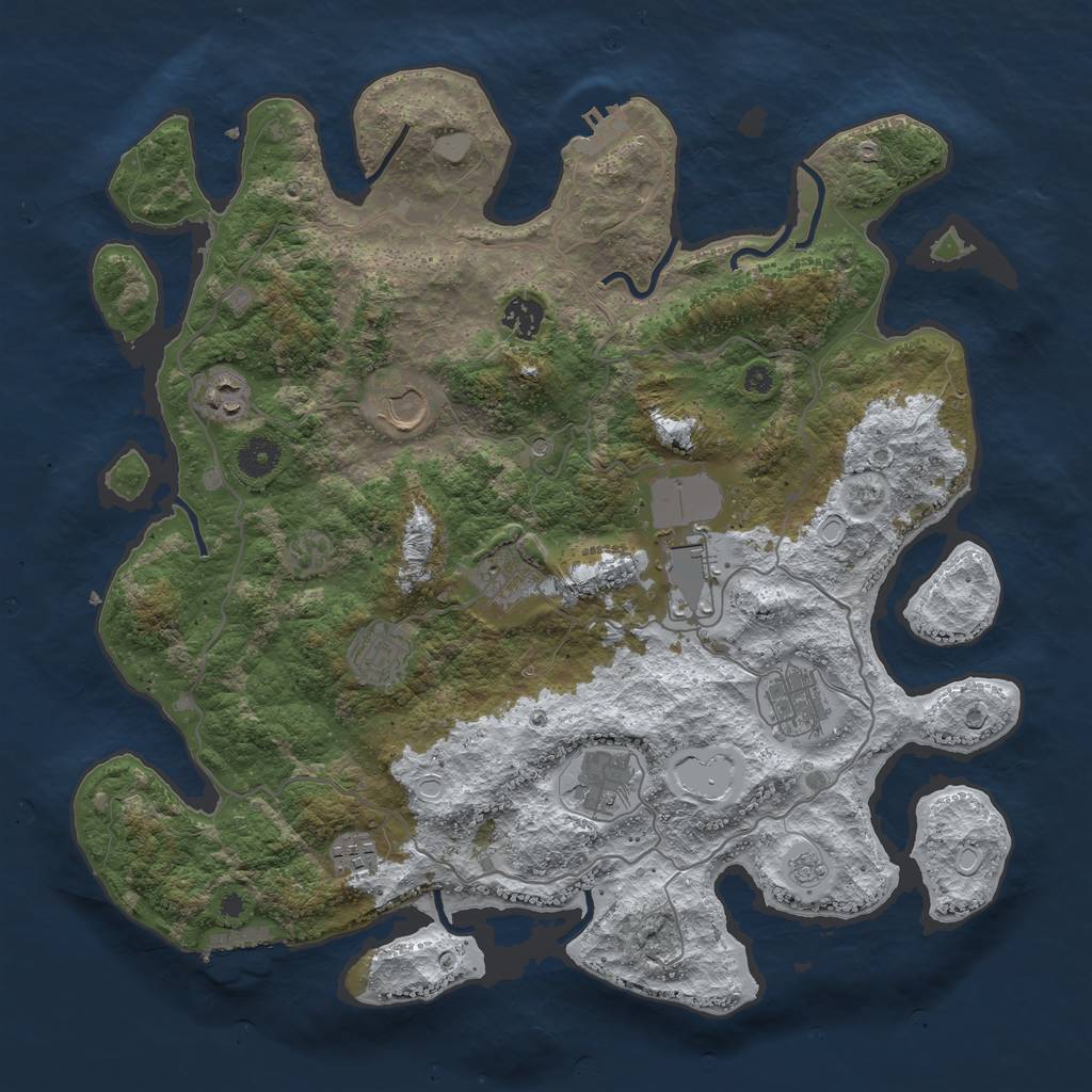 Rust Map: Procedural Map, Size: 4000, Seed: 831042328, 18 Monuments