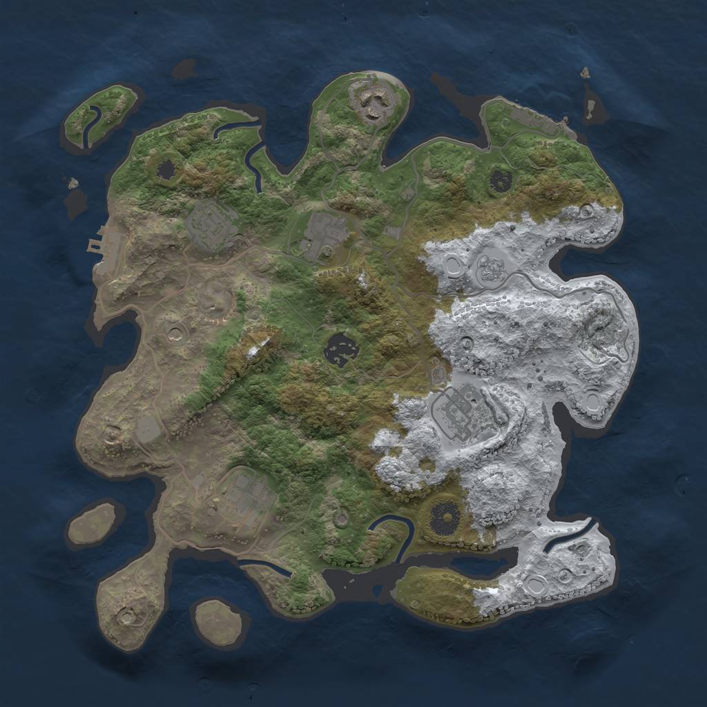 Rust Map: Procedural Map, Size: 3250, Seed: 1467566427, 15 Monuments