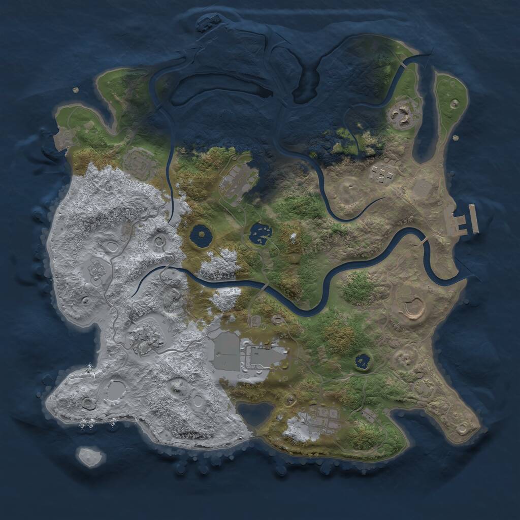 Rust Map: Procedural Map, Size: 3550, Seed: 629655, 15 Monuments