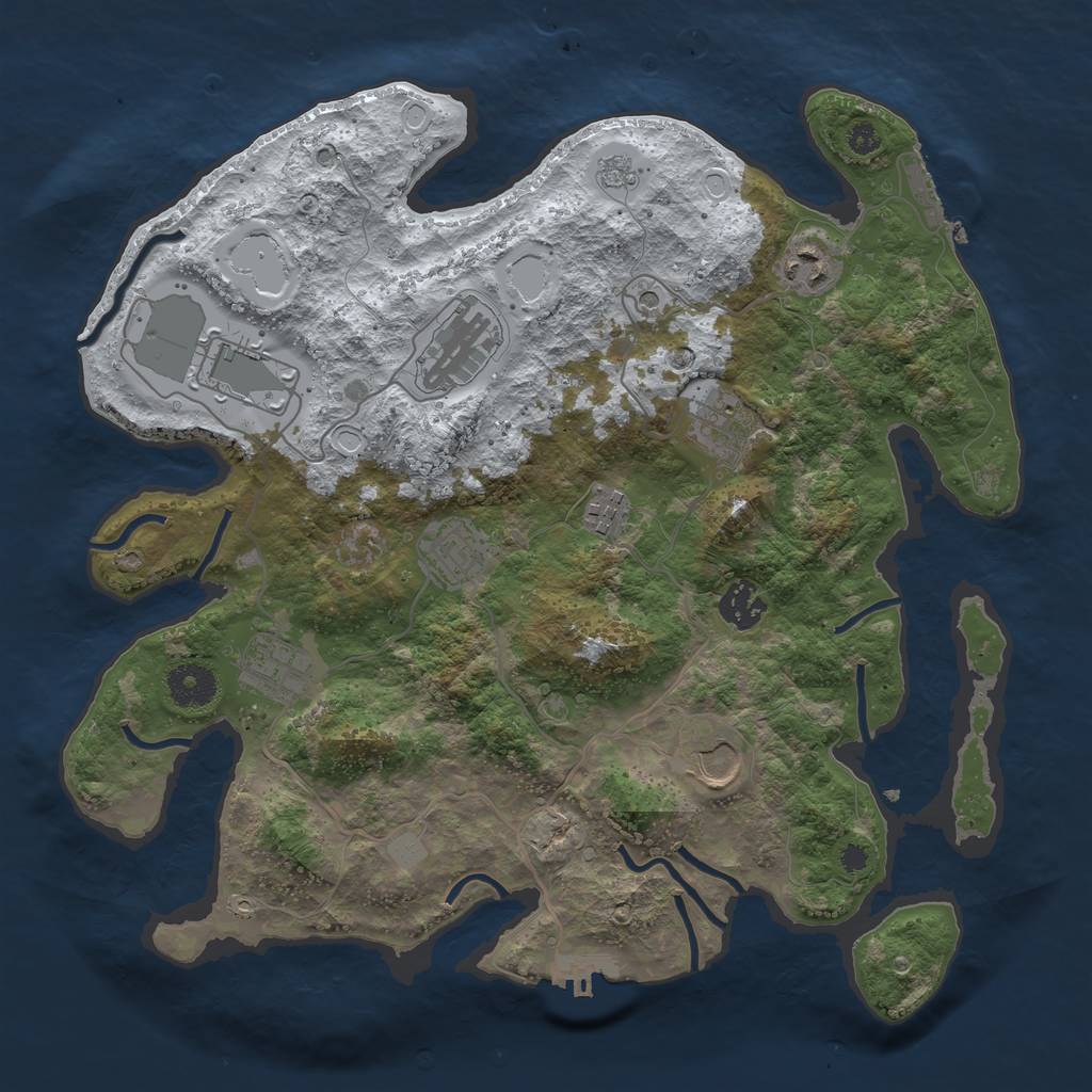 Rust Map: Procedural Map, Size: 3550, Seed: 443848, 18 Monuments