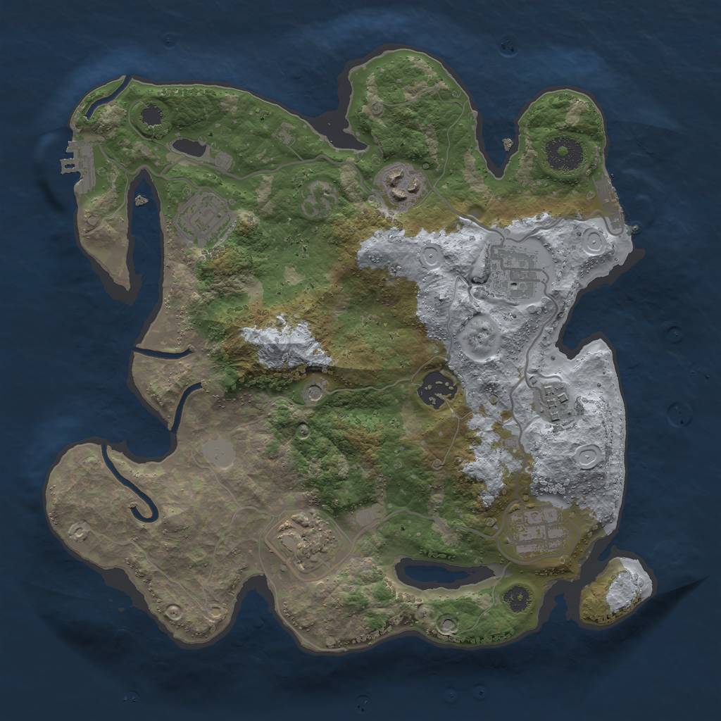 Rust Map: Procedural Map, Size: 3000, Seed: 3641850, 15 Monuments