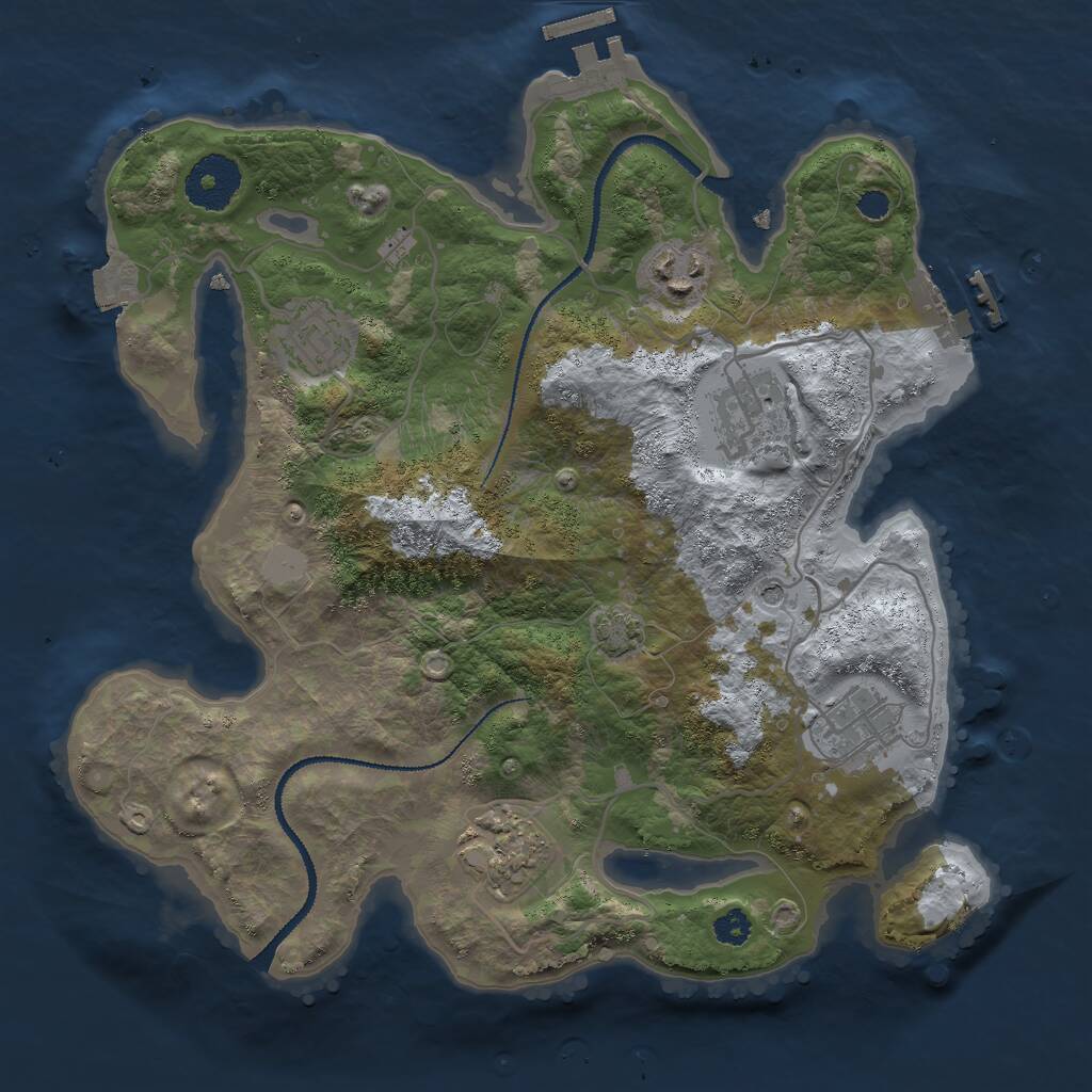Rust Map: Procedural Map, Size: 3000, Seed: 3641850, 10 Monuments