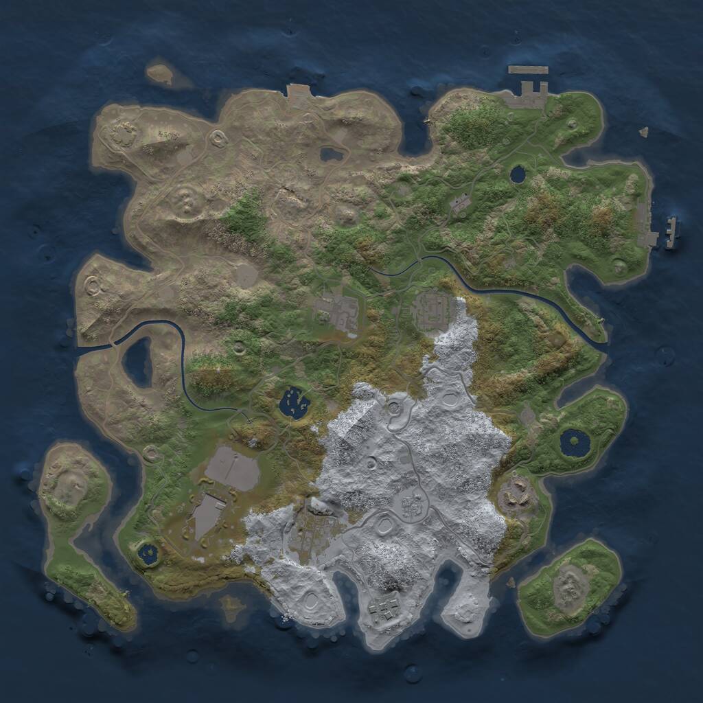 Rust Map: Procedural Map, Size: 3550, Seed: 207571, 13 Monuments