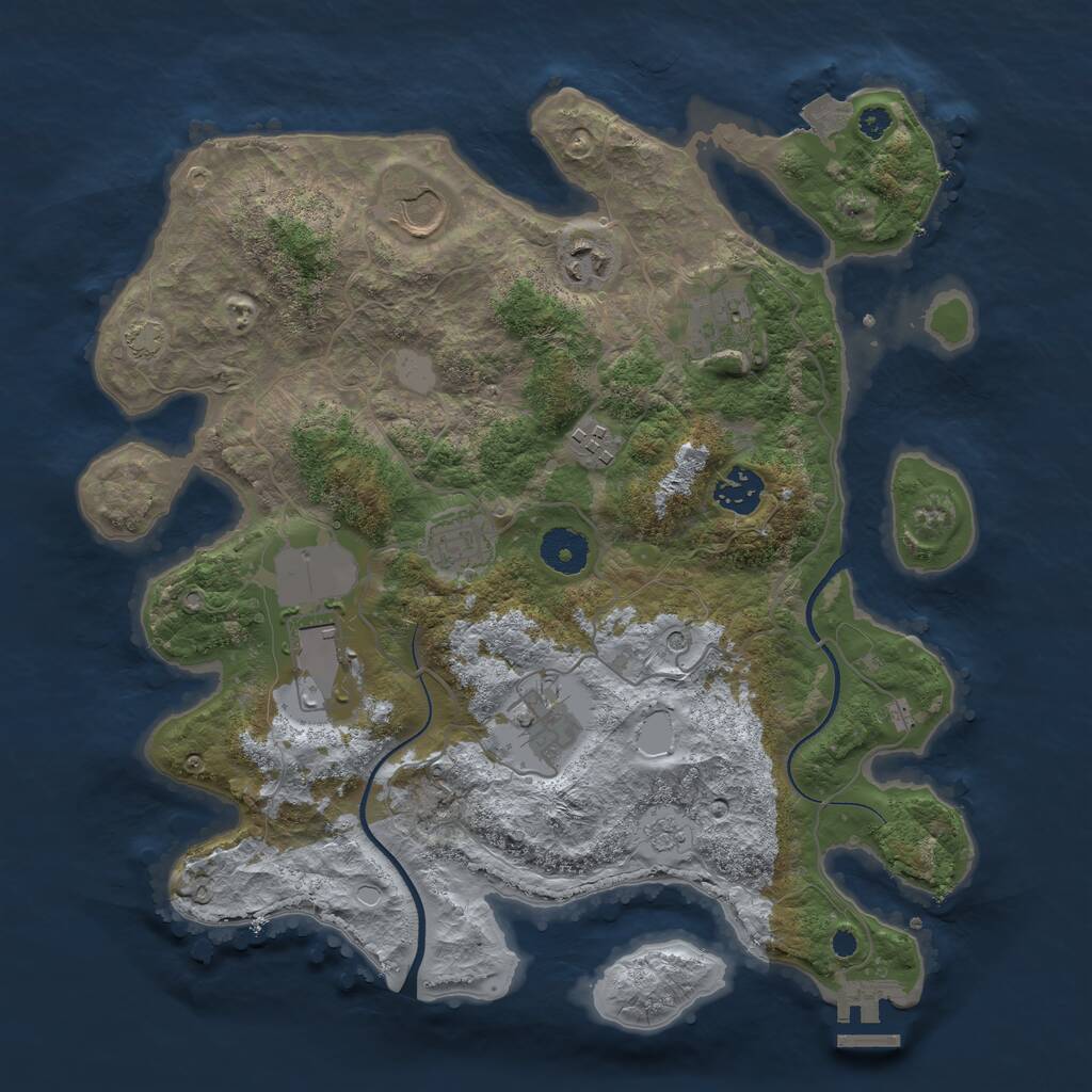 Rust Map: Procedural Map, Size: 3500, Seed: 1442074629, 13 Monuments