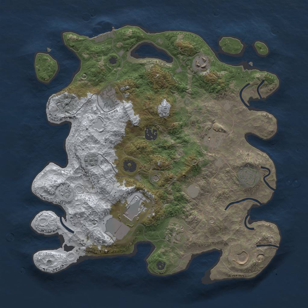 Rust Map: Procedural Map, Size: 3500, Seed: 4562589, 17 Monuments