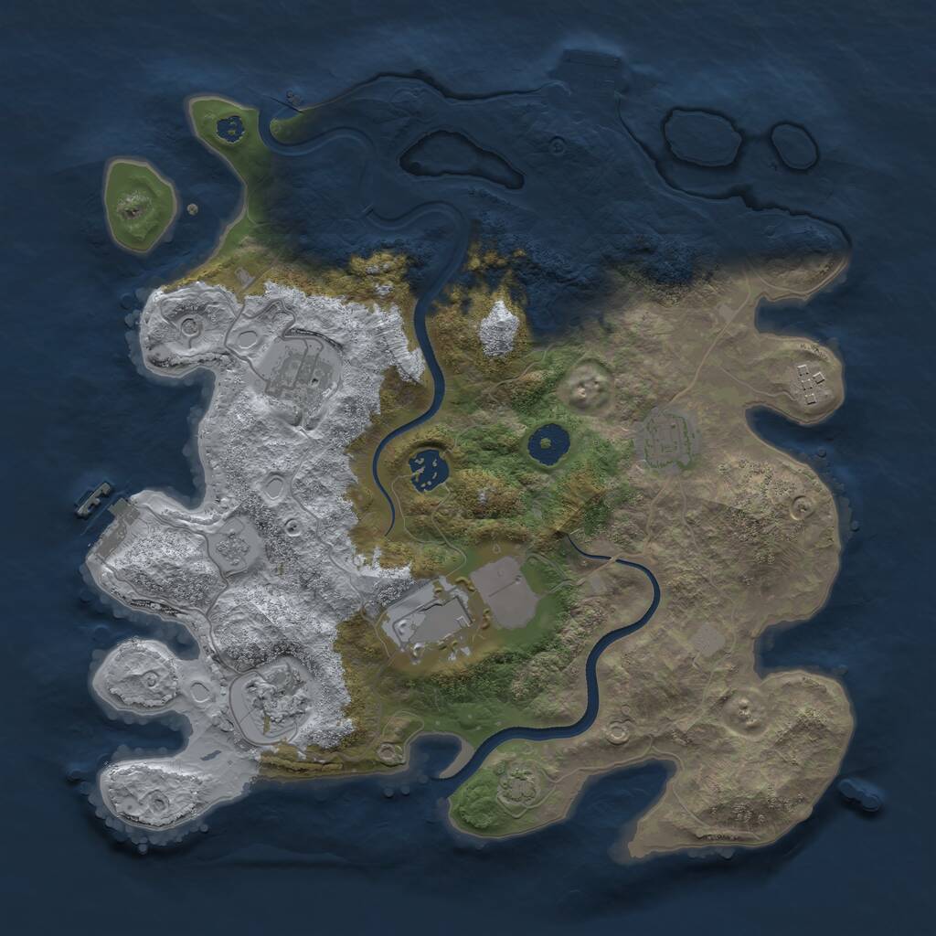 Rust Map: Procedural Map, Size: 3500, Seed: 4562589, 12 Monuments