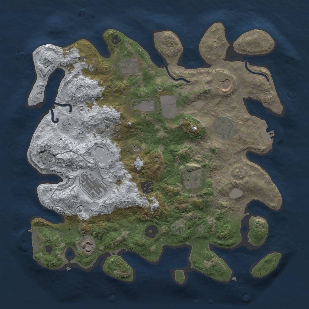 Rust Map: Procedural Map, Size: 3550, Seed: 751064, 18 Monuments