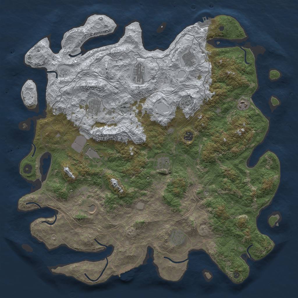 Rust Map: Procedural Map, Size: 4760, Seed: 22, 19 Monuments