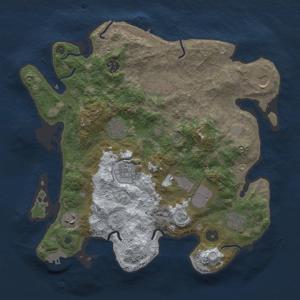 Rust Map: Procedural Map, Size: 3550, Seed: 455447, 17 Monuments