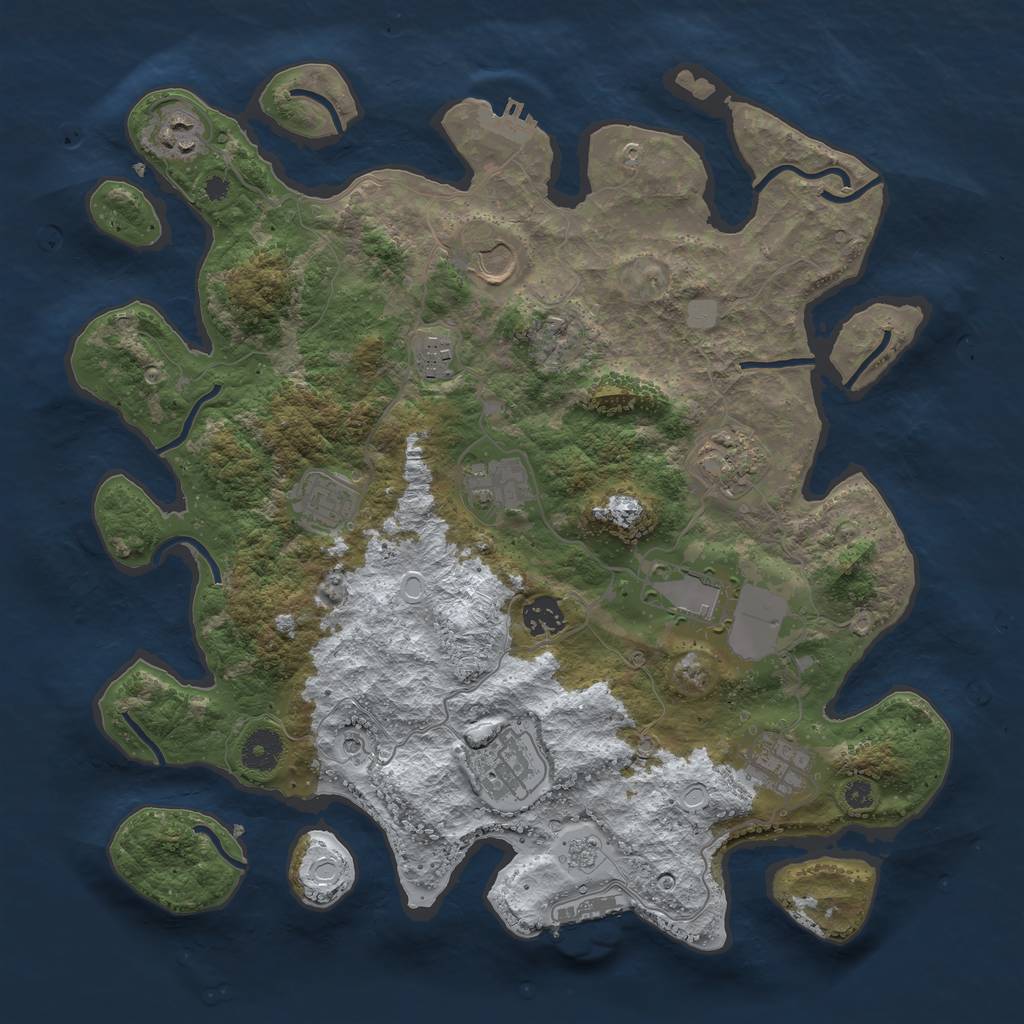 Rust Map: Procedural Map, Size: 3750, Seed: 230198134, 19 Monuments