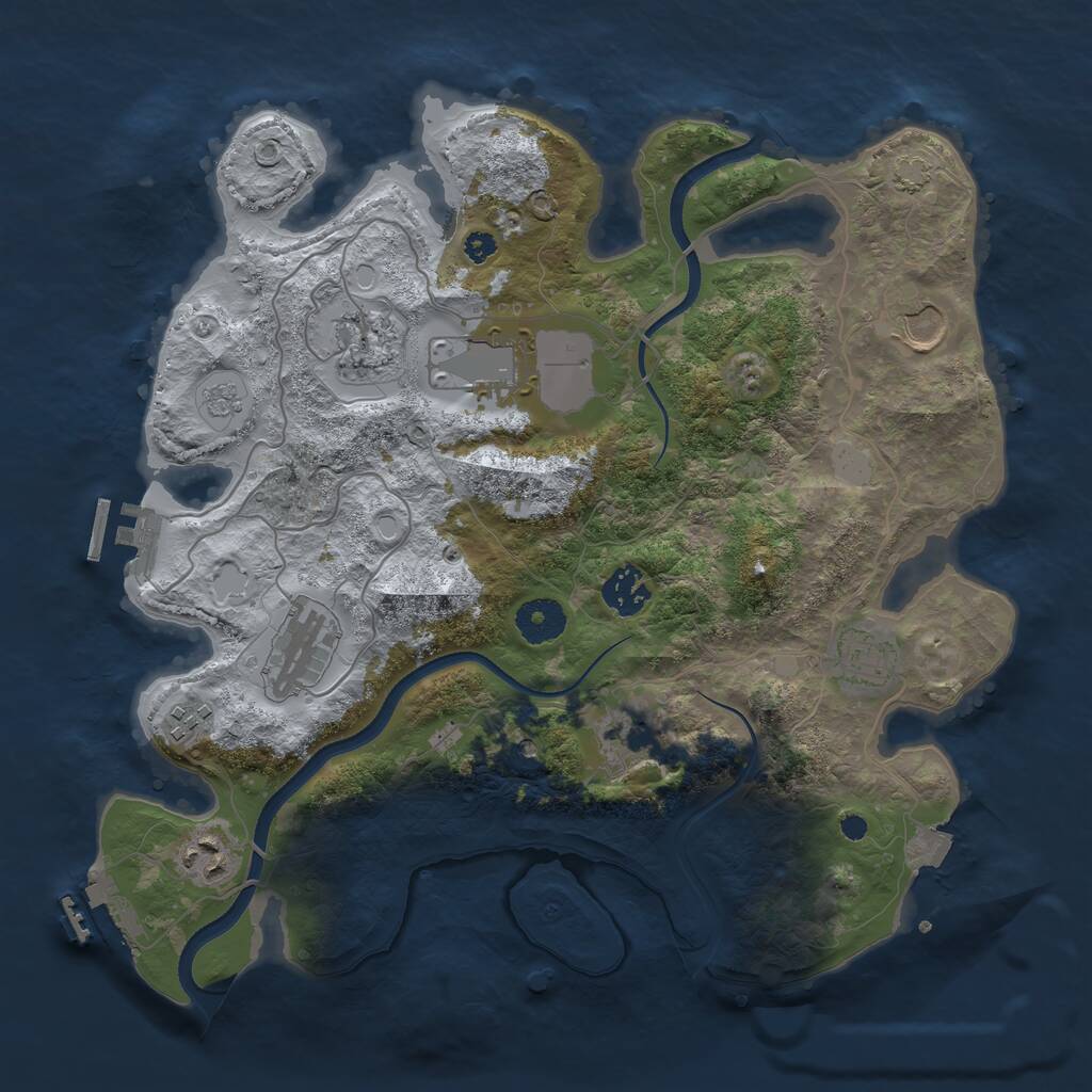 Rust Map: Procedural Map, Size: 3500, Seed: 2135704859, 15 Monuments