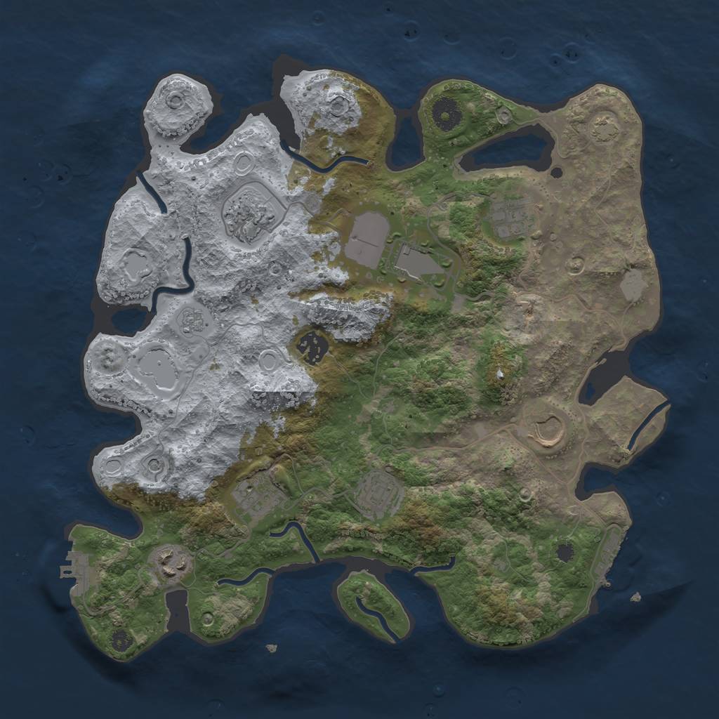 Rust Map: Procedural Map, Size: 3500, Seed: 2135704859, 16 Monuments