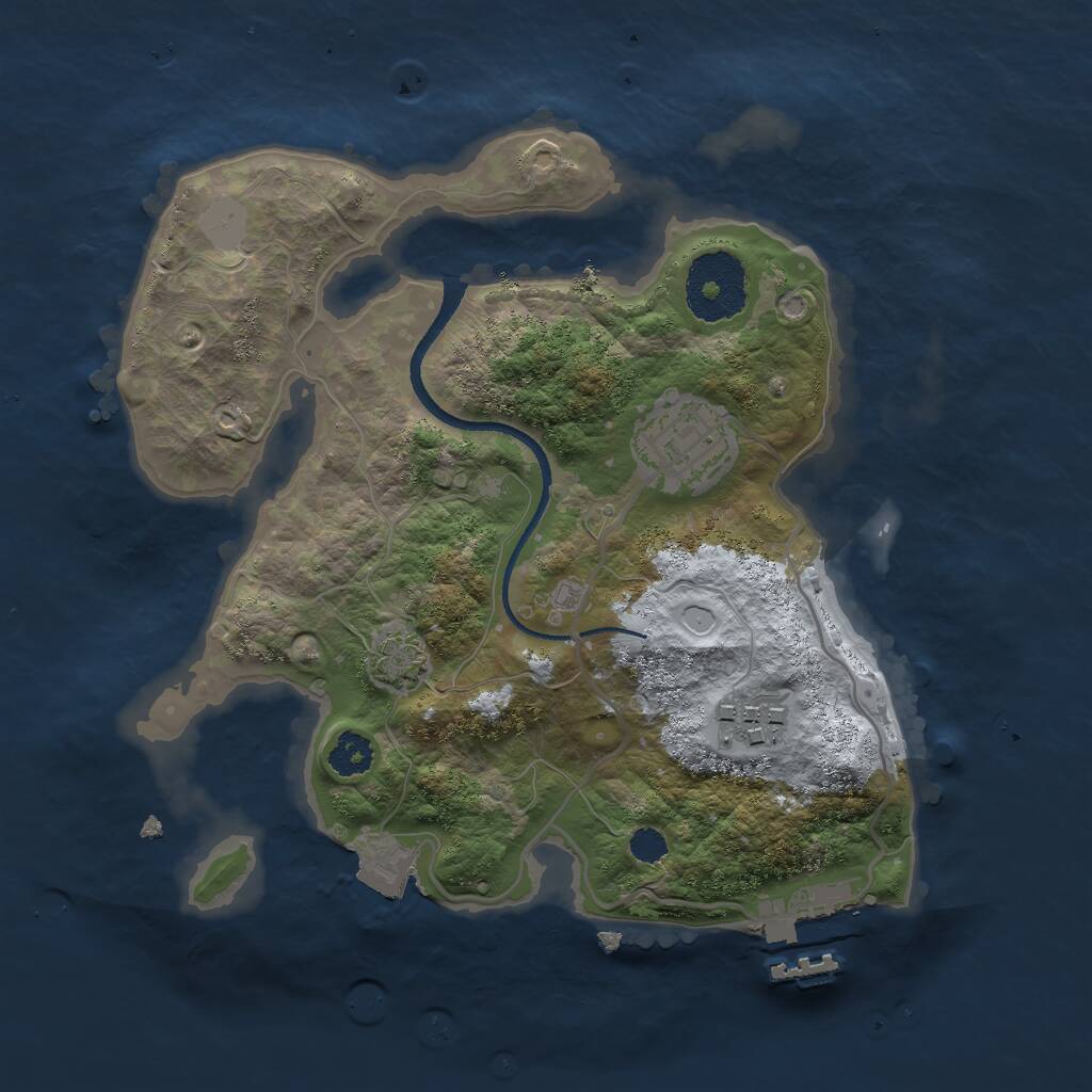 Rust Map: Procedural Map, Size: 2500, Seed: 9082000, 5 Monuments