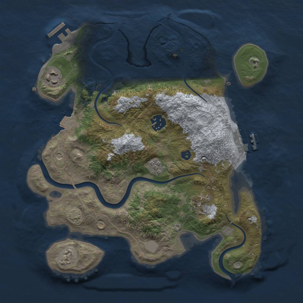 Rust Map: Procedural Map, Size: 3000, Seed: 23456789, 9 Monuments