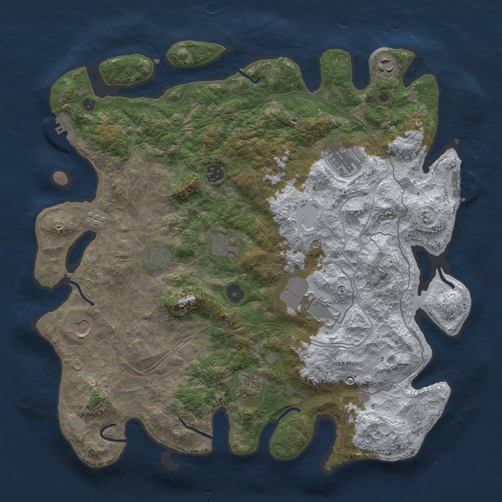 Rust Map: Procedural Map, Size: 4250, Seed: 54943, 18 Monuments