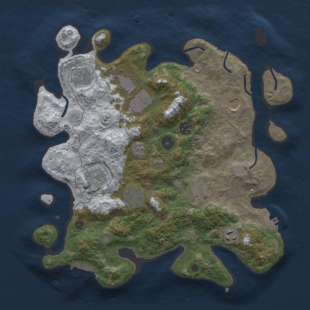 Rust Map: Procedural Map, Size: 3550, Seed: 167237, 18 Monuments