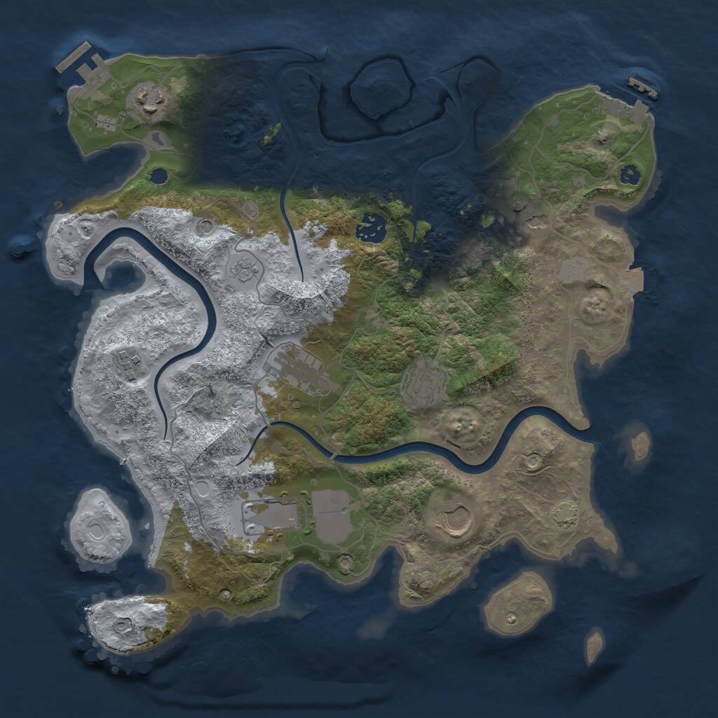 Rust Map: Procedural Map, Size: 3500, Seed: 1291060437, 14 Monuments