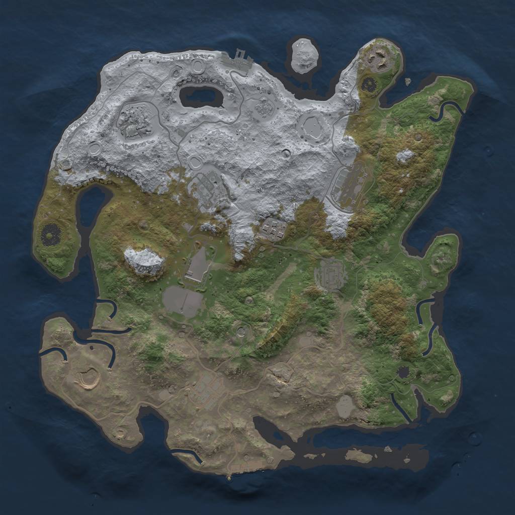 Rust Map: Procedural Map, Size: 3550, Seed: 37914, 18 Monuments