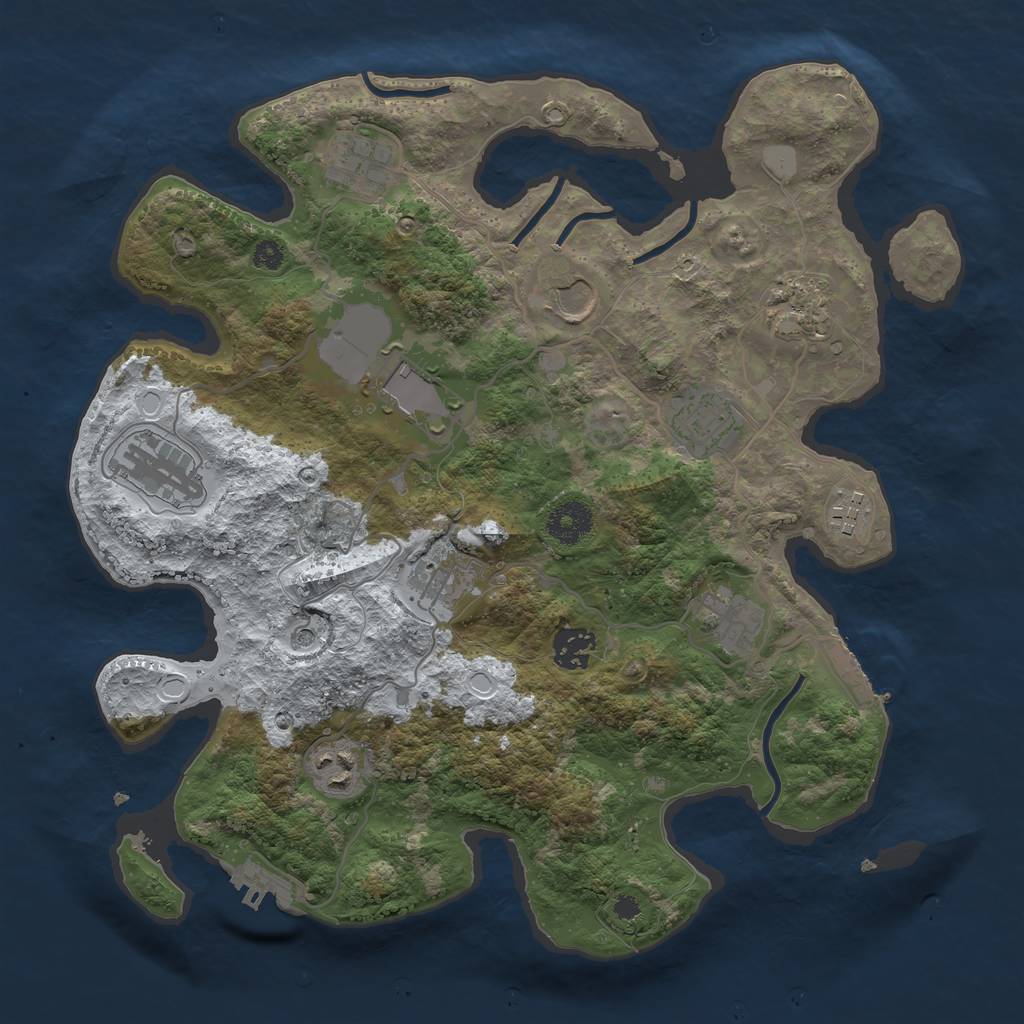 Rust Map: Procedural Map, Size: 3500, Seed: 1962527914, 19 Monuments