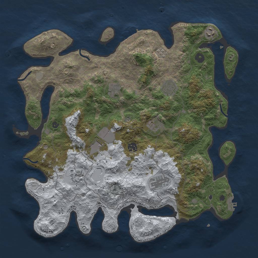 Rust Map: Procedural Map, Size: 4000, Seed: 39427, 18 Monuments